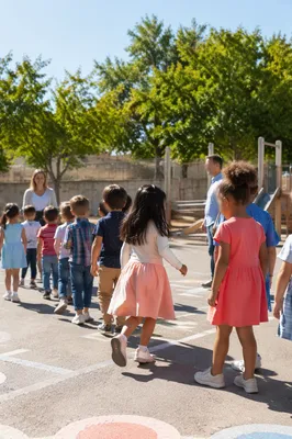 Children Playing Together on Sunny School Playground