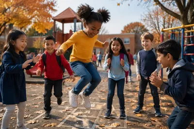 Children Playing on School Playground