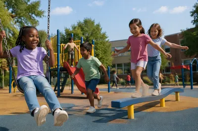 Children Playing Together on School Playground