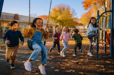 Children Playing on School Playground