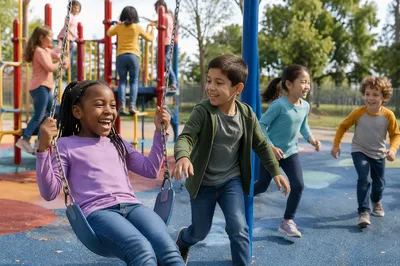Children Playing on School Playground Together