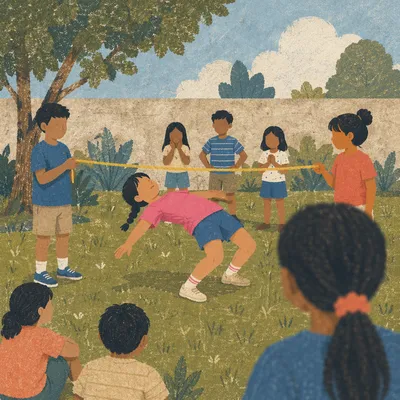 Kids Summer Camp Limbo Game Outdoors