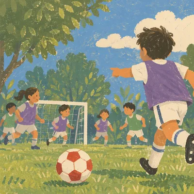 Kids Summer Camp Soccer Field Fun