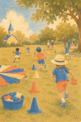 Kids Vacation Bible School Outdoor Relay Games