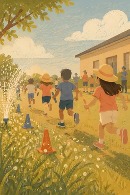 Children Relay Race at Summer Bible Camp
