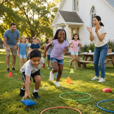 Kids Vacation Bible School Outdoor Relay Fun