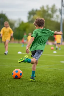Kids Summer Camp Soccer Game Outdoors