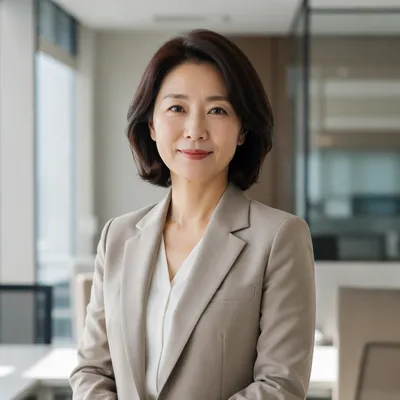 Confident Korean Woman in Modern Office
