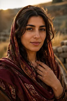 Kurdish Woman Portrait on Hillside