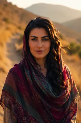 Confident Kurdish Woman on Hillside Path