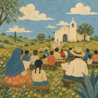 Rural Latin American Outdoor Church Gathering