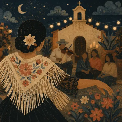 Rural Latin American Church Dance at Night