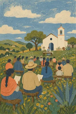 Rural Latin American Outdoor Church Gathering