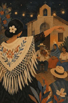 Rural Latin American Church Dance at Night