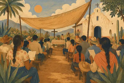 Rural Latin American Outdoor Church Gathering