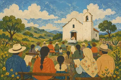 Rural Latin American Outdoor Church Gathering