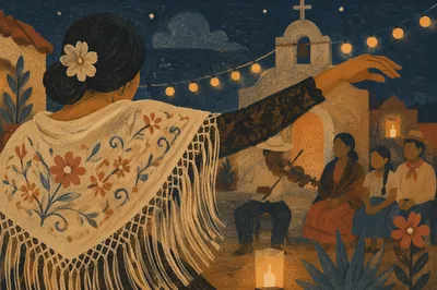 Rural Latin American Church Dance at Night