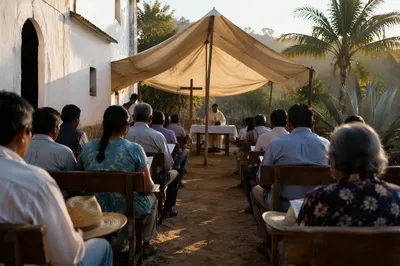 Rural Latin American Outdoor Church Gathering