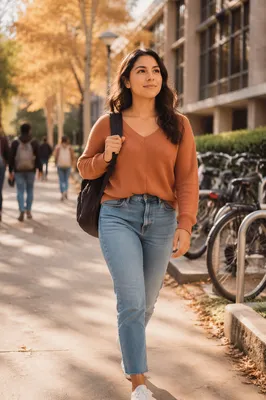 Confident College Student Walking on Campus