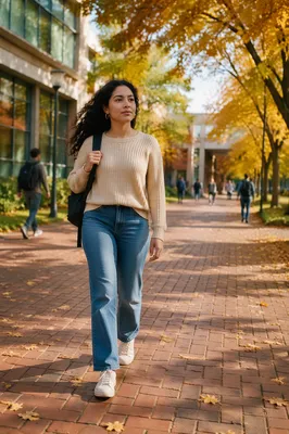 Confident College Student Walking Across Campus