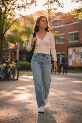 Confident College Student Walking on Campus