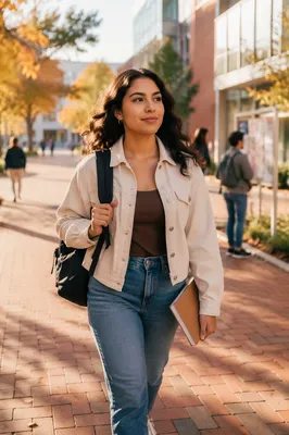 Confident College Student Walking on Campus