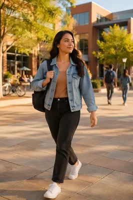 Confident College Student Walking on Campus