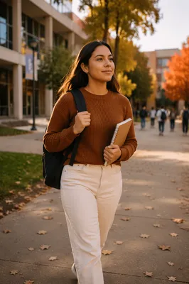 Confident College Student Walking on Campus