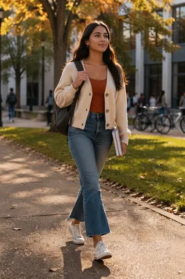 Confident College Student Walking on Campus