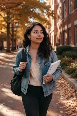 Confident College Student Walking on Campus