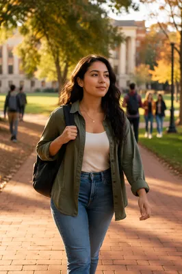 Confident College Student Walking on Campus