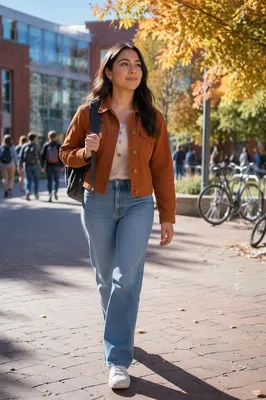 Confident Latina Student Walking on Campus
