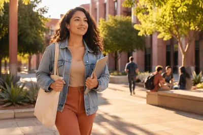 Confident College Student Walking on Campus