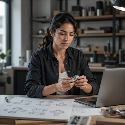 Focused Latina Engineer at Studio Desk