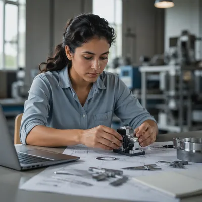 Focused Engineer Working in Design Studio
