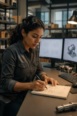 Focused Engineer at Modern Industrial Workstation