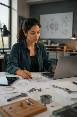 Focused Engineer Working at Studio Desk