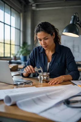 Focused Latina Engineer at Studio Desk