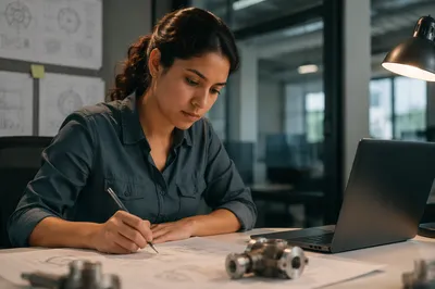 Focused Engineer at Modern Office Desk