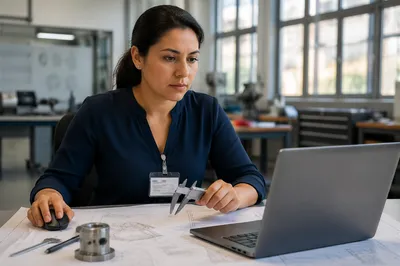 Focused Latina Engineer at Studio Desk