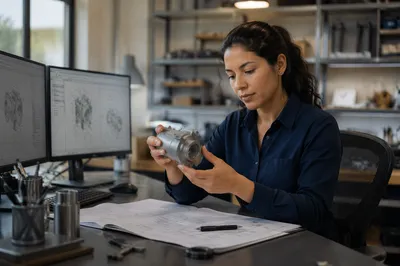 Focused Latina Engineer at Studio Desk