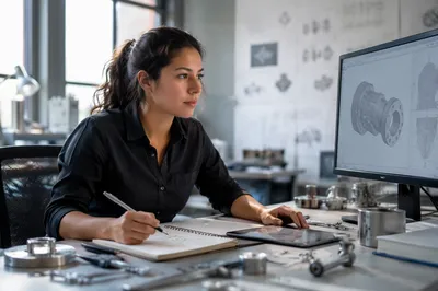 Focused Engineer at Industrial Design Workstation