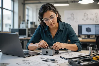 Focused Engineer Working in Design Studio