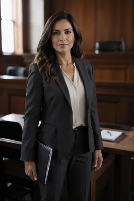 Confident Latina Lawyer in Modern Courtroom