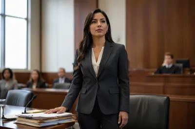 Confident Latina Lawyer in Modern Courtroom