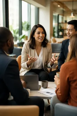 Confident Professional Leading Coworking Discussion
