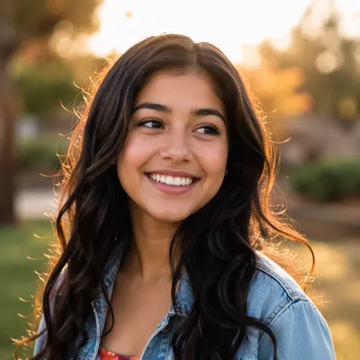 Happy Latina Teen Portrait at Golden Hour