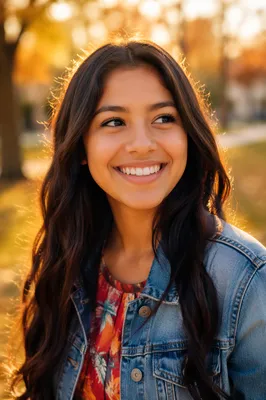 Happy Latina Teen Portrait at Golden Hour