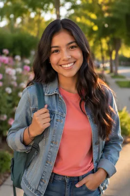 Happy Latina Teen Girl in Park