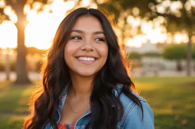 Happy Latina Teen Portrait at Golden Hour